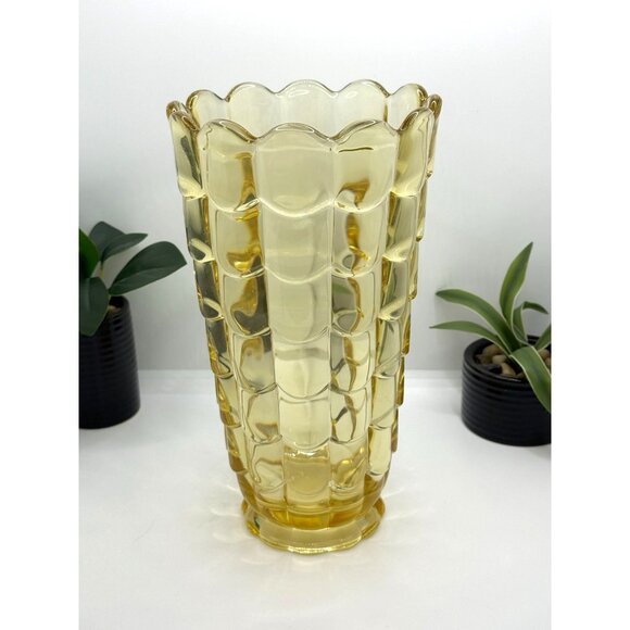 Vintage 40s Cambridge Glass Vase Mandarin Gold Cascade Waterfall - Picture 9 of 10